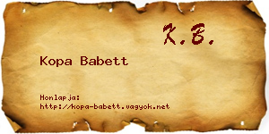 Kopa Babett névjegykártya